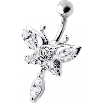 Šperky4U stříbrný piercing do pupíku motýl BP01242-C