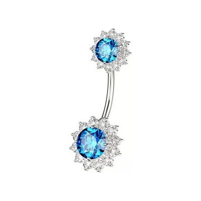 Šperky4U Stříbrný piercing do pupíku kytičky BP01036-Q