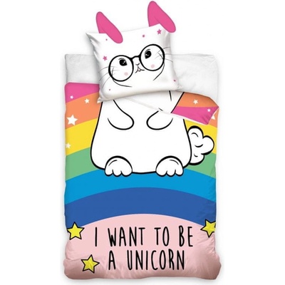 Carbotex bavlna povlečení s oušky Unicorn NL201080 140x200 70x80