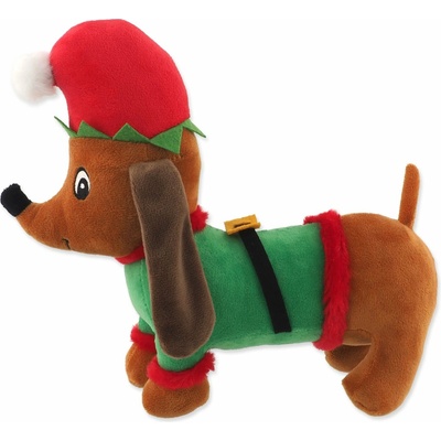 Dog Fantasy Winter tale jezevčík plyš pískací zelený 27 cm