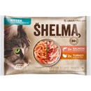Shelma Kitten dusené filetky bez obilnín losos a morka 4 x 85 g