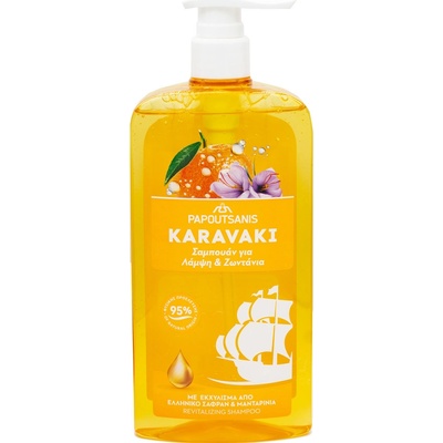 Papoutsanis Karavaki Šampón na vlasy Šafran a Mandarínka 600 ml
