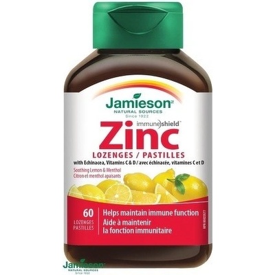 Jamieson Zinok s vitamínmi C a D3 pastilky s príchuťou citróna a mäty 60ks