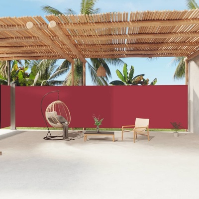 vidaXL Zatahovací boční markýza červená 200 x 1 200 cm