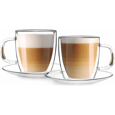 Design Vialli 2 dvoustěnných termo sklenic s podšálky Amo 27565 250 ml