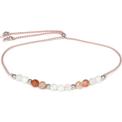 AGATO Šňůrkový náramek na nohu s měsíčním a slunečním kamenem HE26N3S-LP