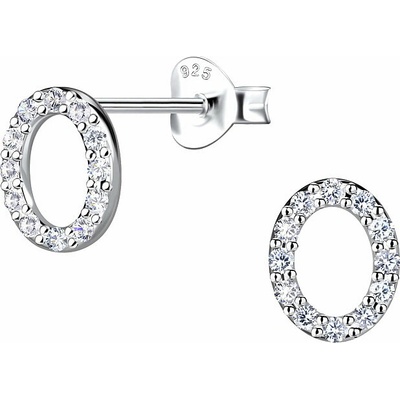 Nefertitis 36902 Stříbrné náušnice pecky se zirkony OVAL NF61013 9 mm, 0,99 g
