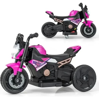 Costway Детски електрически мотоциклет със свалящи се учебни колела - Розов