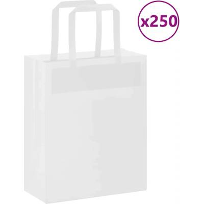 vidaXL Хартиени торбички 250 бр с дръжки бели 18x8x22 см (4101838)
