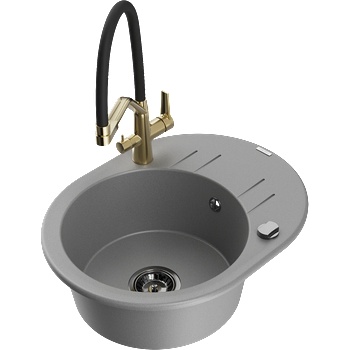 Mexen Kevin гранитна мивка с 1 отделение и кухненски смесител Duo, сив - 6517-71-671701-57-B (6517-71-671701-57-B)