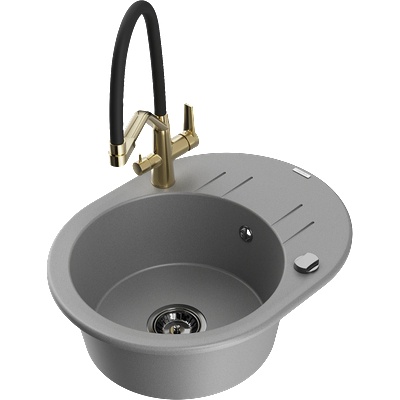 Mexen Kevin гранитна мивка с 1 отделение и кухненски смесител Duo, сив - 6517-71-671701-57-B (6517-71-671701-57-B)