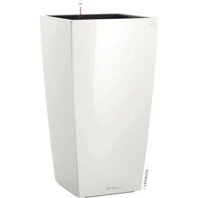 Samozavlažovací kvetináč Lechuza Cubico 30 kompletný set v. 56 cm lesklý biely