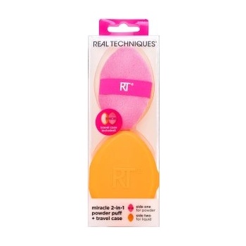 Real Techniques Miracle 2-in-1 Powder Puff + Travel Case гъбичка за фон дьо тен