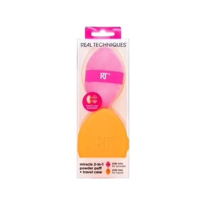 Real Techniques Miracle 2-in-1 Powder Puff + Travel Case гъбичка за фон дьо тен