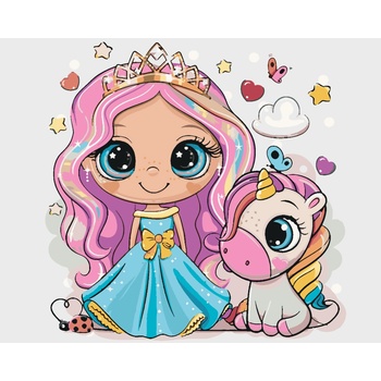 Zuty Maľovanie podľa čísel PRINCEZNA A DÚHOVÝ JEDNOROŽEC
