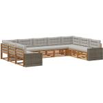 vidaXL Комплект дивани за открито 9 бр. Натурално и светлосиво (3383849)