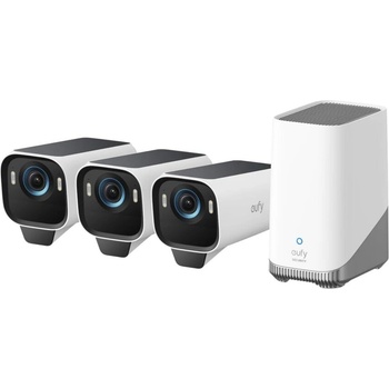 Anker Anker Eufy EufyCam S3 Pro WiFi комплект три камери с HomeBase 3, 4K, BionicMind, MaxColor Vision, соларен панел (T88933W1)