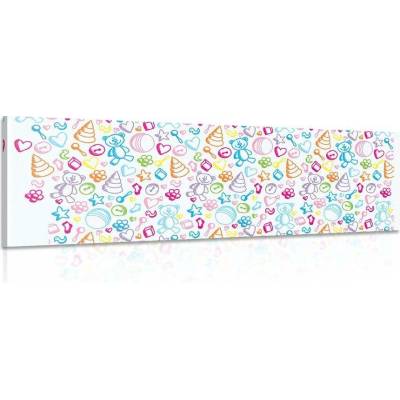 Obraz dětské hračky v pastelových barvách - 120x40
