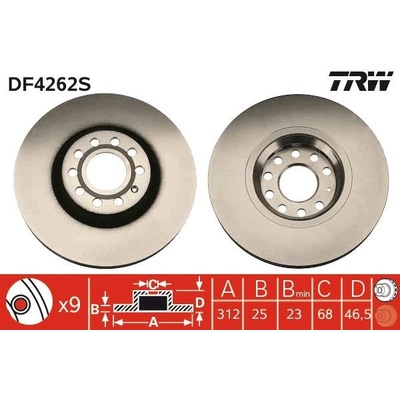 TRW Brzdový kotúč vetraný Ø312mm DF4262S