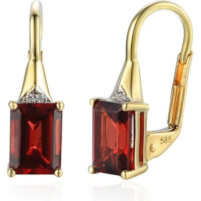 Gems, Klasické náušnice Clementine, kombinované zlato s brilianty a granáty, 585-38-3-4543.2ZB0.0.00.HSI.610.08