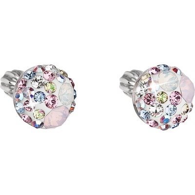 Evolution Group strieborné náušnice kôstky s krištálmi Swarovski ružové okrúhle 31336.3 magic rose