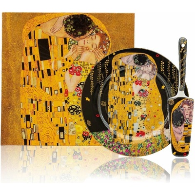 Home Elements Porcelánový kulatý talíř na dort s lžící Klimt 27 cm
