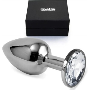  Метален плъг с безцветни кристали, малък размер - Rosebud Classic (LVTOY00204)