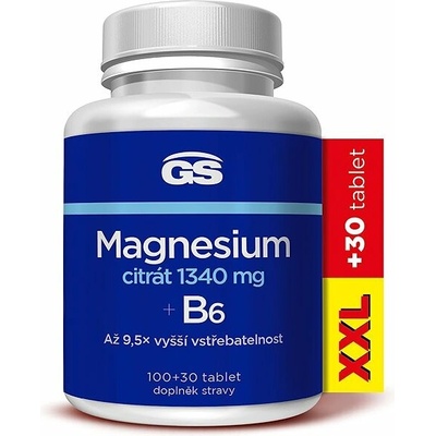 GS Magnesium citrát 1340 mg B6 XXL 100 + 30 tabliet