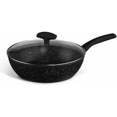Kovaná hliníková pánev s poklicí 28 cm černá