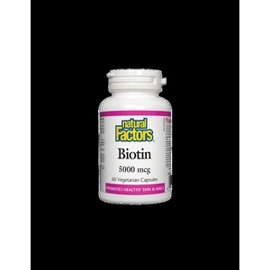 Natural Factors Biotin/ Биотин 5000 g/ Коса, кожа, нокти, 60 капсули Natural Factors (1262 NF)