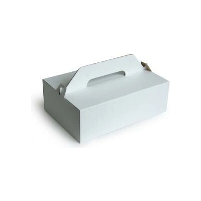 Krabica na zákusky 27x18x8cm s uškom vlnitá lepenka 50ks