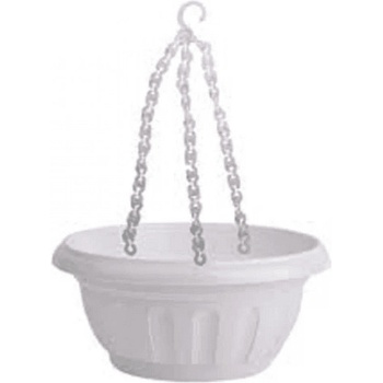 Image 1 of Висяща саксия икебана ф20 см. бяла със синджир