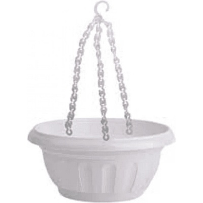 Висяща саксия икебана ф20 см. бяла със синджир