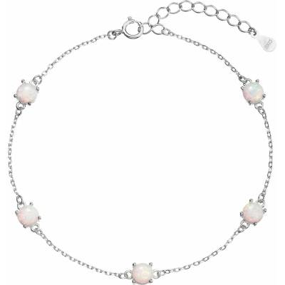 PAVONA Strieborný náramok so syntetickými opálmi biely okrúhly 13029.1 white