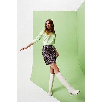 Moodo Розово-черна дамска пола на цветя Moodo Moodo | Cheren | ЖЕНИ | XS