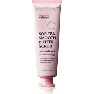 Delhicious Sof Tea Smooth Butter Scrub hydratačný telový peeling 140 ml