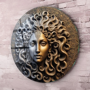 Art gift Кръгло стъклено пано - Изящната Медуза