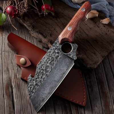 HARAHU Кухненски секателен нож ka-19945 - Кафяв / С калъф kp19945 (ka-19945)