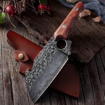 HARAHU Кухненски секателен нож ka-19945 - Кафяв / С калъф kp19945 (ka-19945)