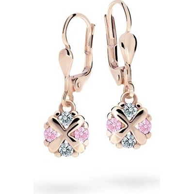 Danfil dětské náušnice C2153 z růžového zlata s kamínky Pink zapínání klapka