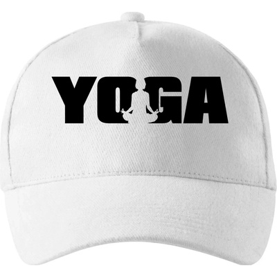 Yoga nápis so zahnutým šiltom a mosaznou sponou Biela