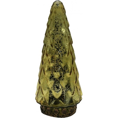 Zlatý skleněný dekorační svítící stromek LED Tree - Ø 11*24 cm - Clayre & Eef