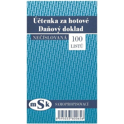 MSK 65 Účtenka za hotové MSK - nečíslovaná 100 listů NCR – Zboží Dáma