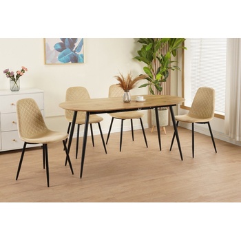 ЕВРОМАР Разтегателна трапезна маса albert меден дъб / черно