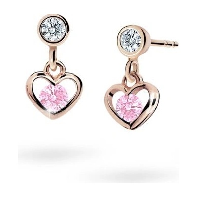 Danfil detské náušnice srdiečka C1943 zo ružového zlata pink puzeta