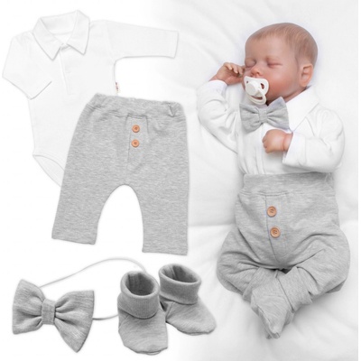 Baby Elegán 4D sada pre chlapčekov šedý melír