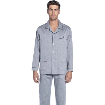 Guasch Pedro pánské pyžamo dlouhé propínací šedé