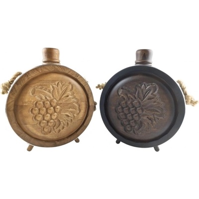 Дърворезбована бъклица с вграден стъклен контейнер 700 мл (5272)