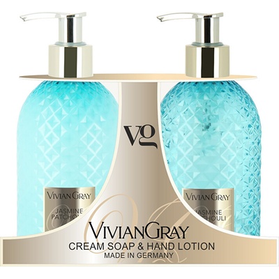 Vivian Gray Jasmine Patchouli krémové tekuté mýdlo na ruce 300 ml + hydratační krém na ruce 300 ml dárková sada