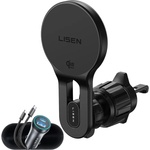 Lisen Стойка за кола с безжично зарядно Lisen W704 Pro (YL0225090003) - за вентилация, със зарядно, Type-C кабел, 25W, Qi2.2 - Черен